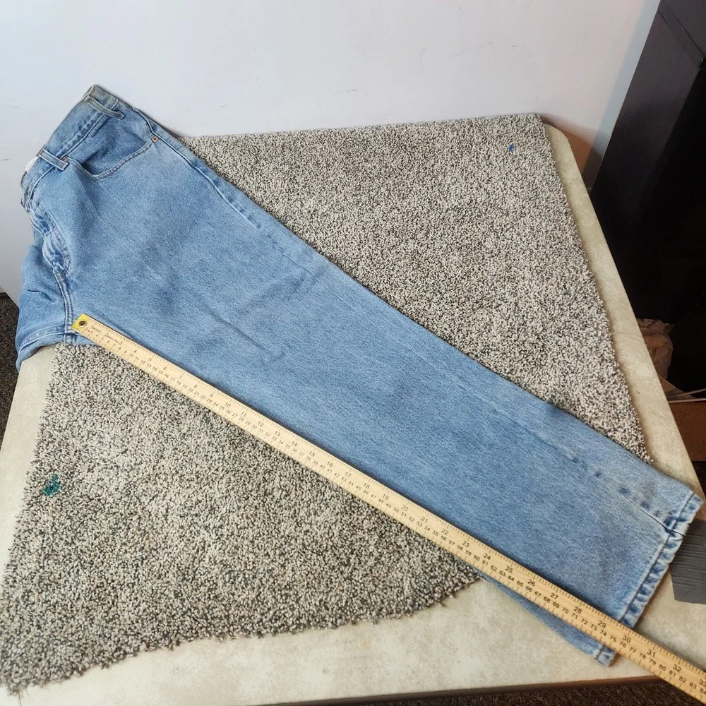 Levis 505 Regular Fit Straight Leg Jeans Mens 38x30 Light Wash Blue Denim Cotton